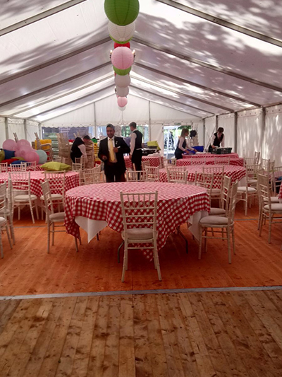 30ft by 70ft Marquee interior